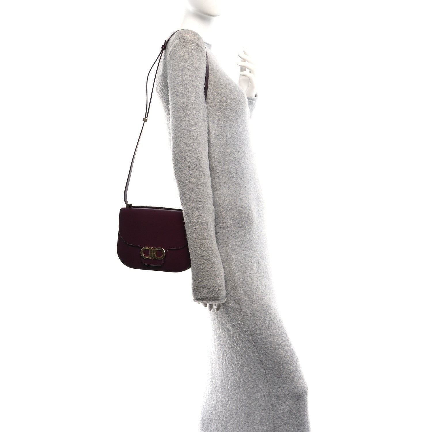 Salvatore Ferragamo Calfskin Double Gancini Crossbody Plum 2 of 12