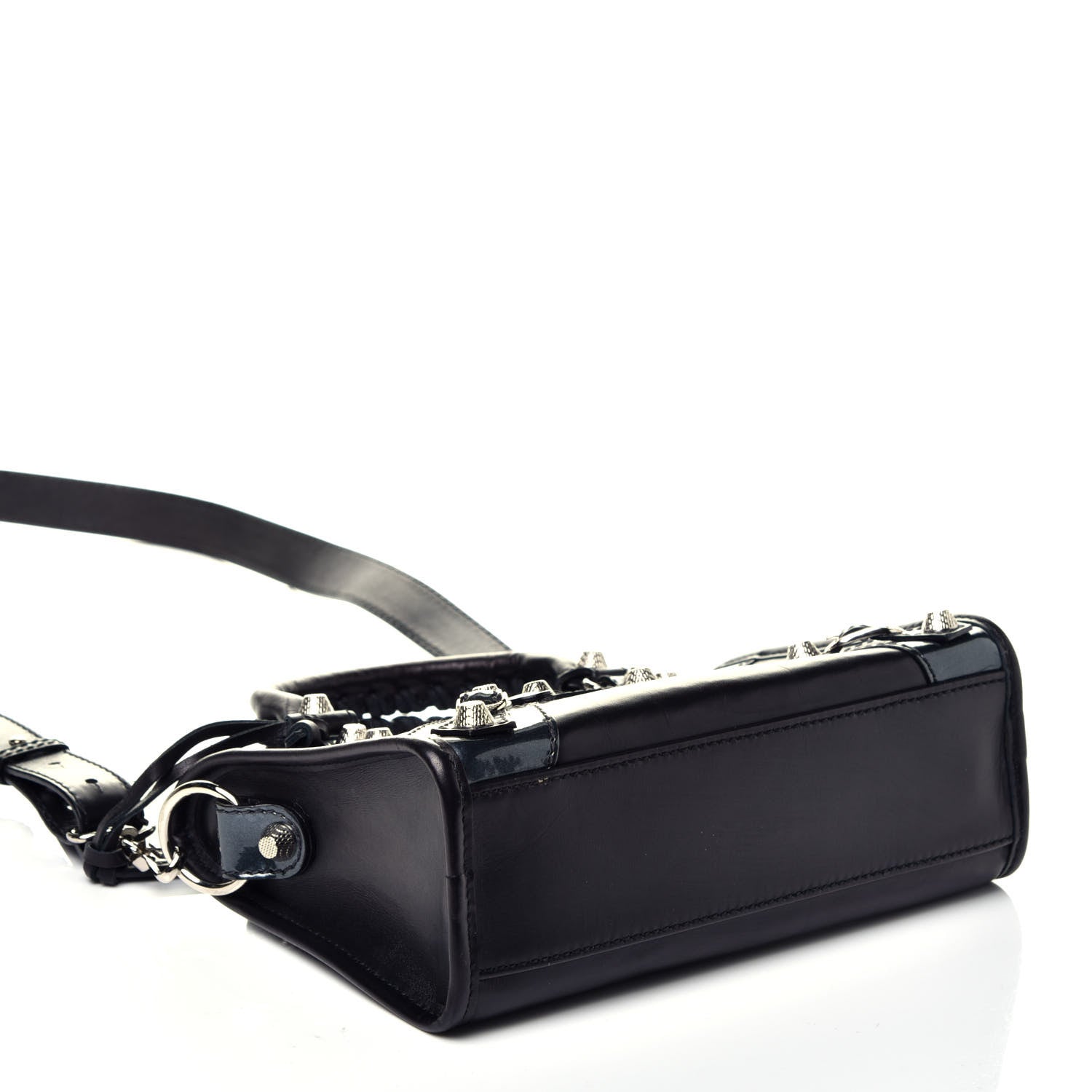 Balenciaga Smooth Calfskin Metallic Patent Giant 12 Silver Hardware Mini City Black Gris 4 of 8
