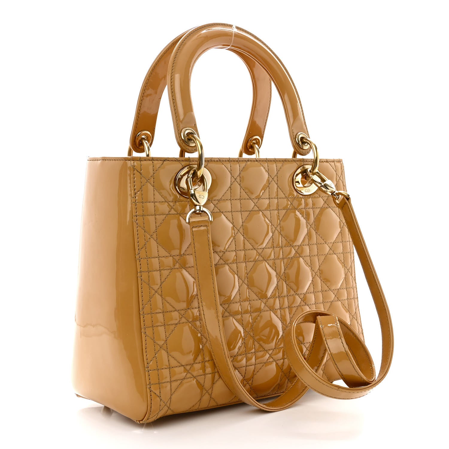 Christian Dior Patent Cannage Medium Lady Dior Beige 3 of 19