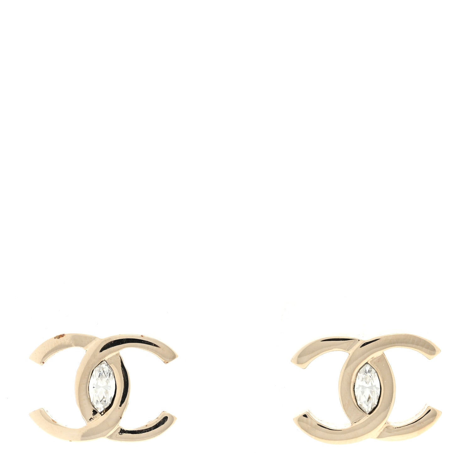 Chanel Crystal CC Large Stud Earrings Gold 1 of 4