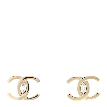 Chanel Crystal CC Large Stud Earrings Gold 1 of 4