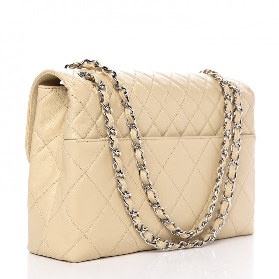 Calfskin Quilted In the Business Flap Bag Beige Clair