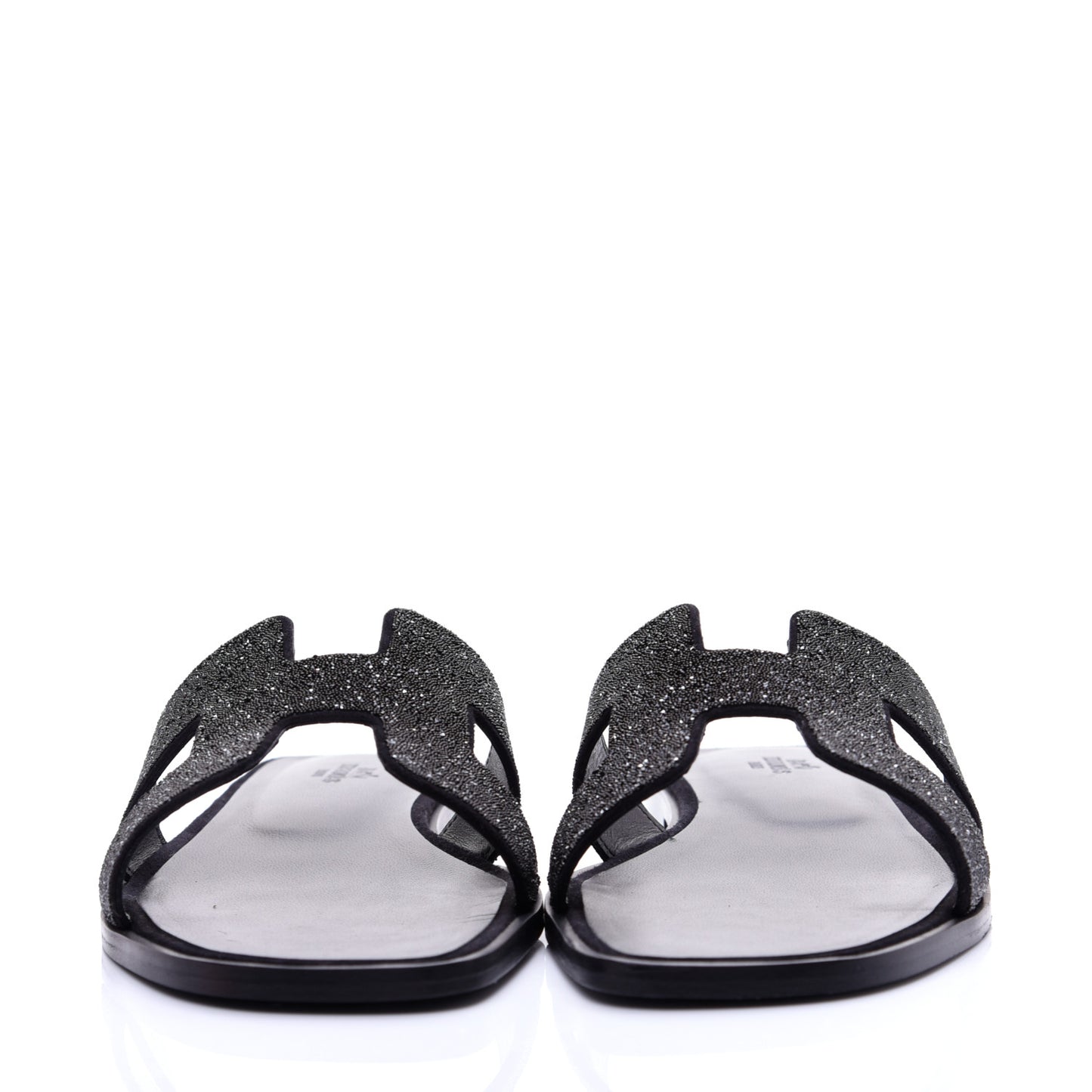 Suede Goatskin Crystal Powder Oran Sandals 40 Black