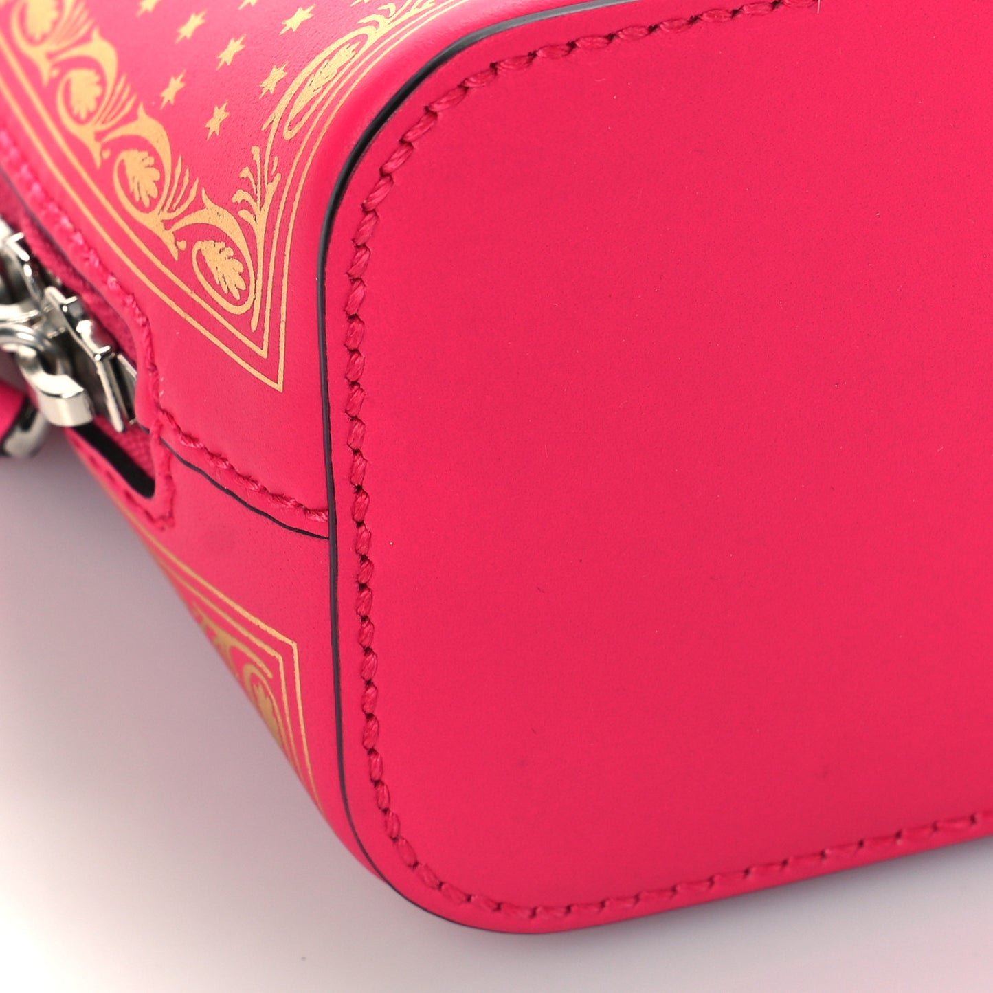 X SEGA Calfskin GUCCY Stars Mini Dome Shoulder Bag Violet Fuxia Gold