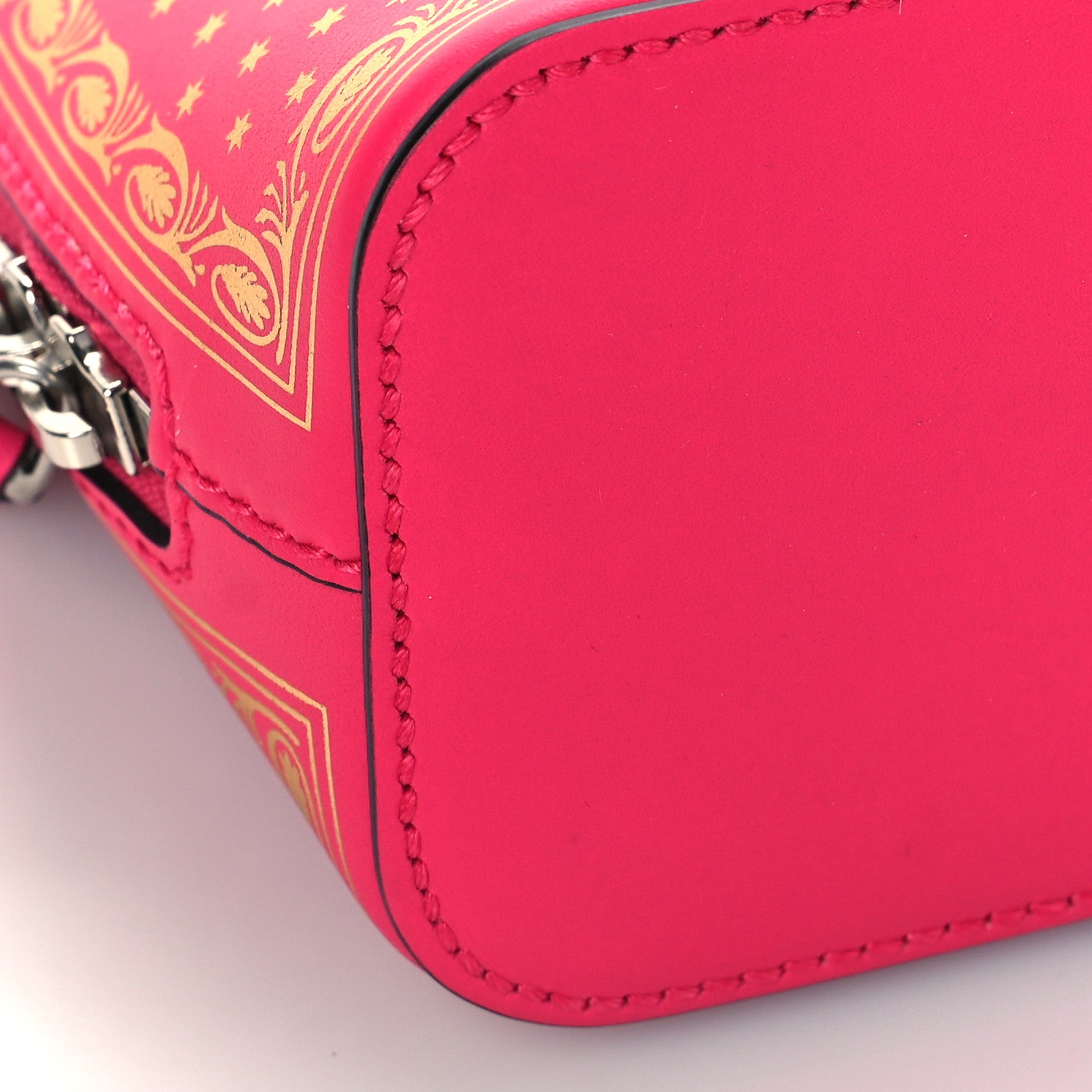 Gucci X SEGA Calfskin GUCCY Stars Mini Dome Shoulder Bag Violet Fuxia Gold 8 of 8