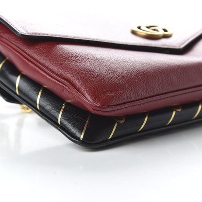 Gucci Calfskin Diagonal GG Medium Thiara Double Envelope Shoulder Bag Black Red 6 of 10