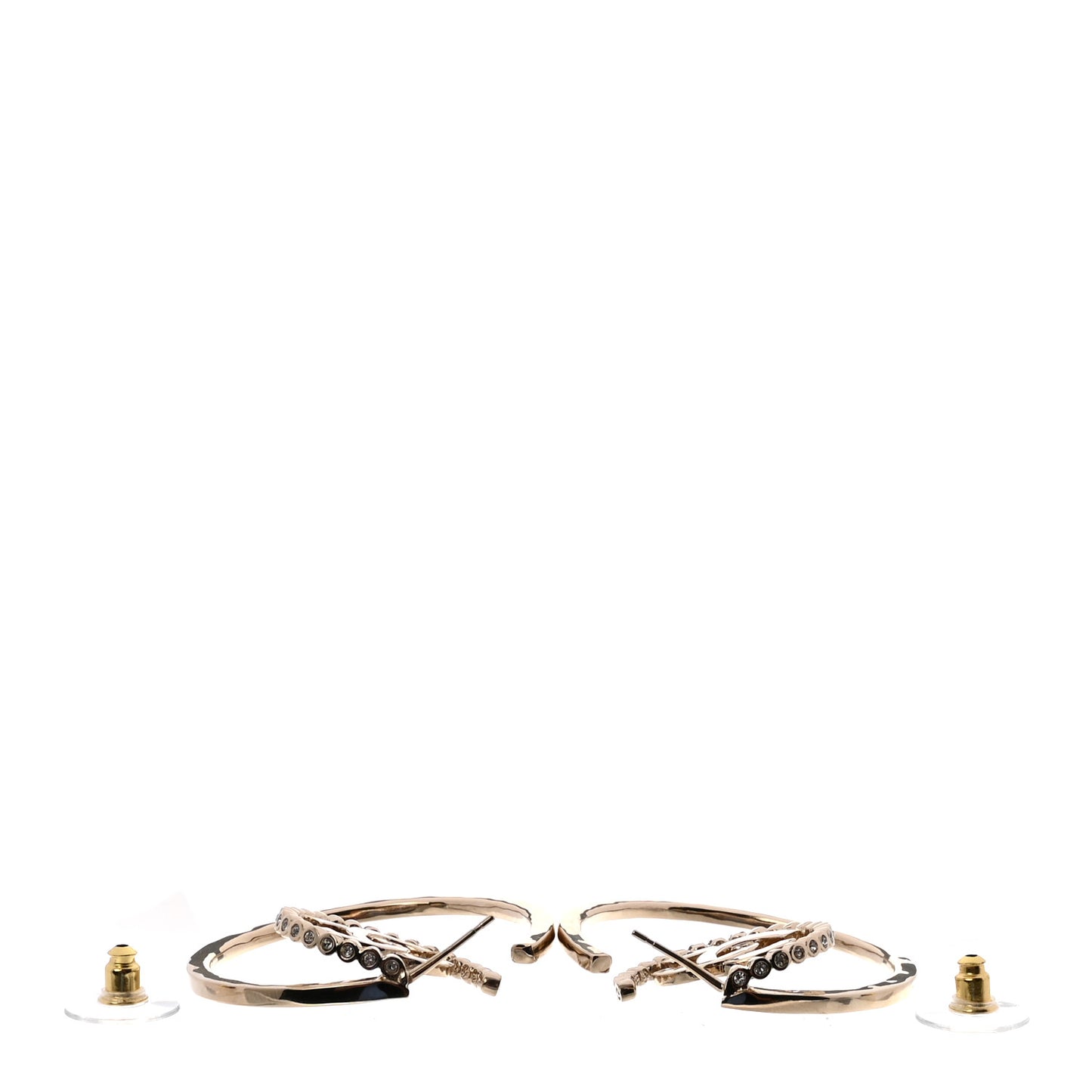 Crystal CC Double Hoop Earrings Gold