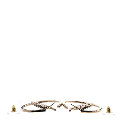 Chanel Crystal CC Double Hoop Earrings Gold 3 of 4