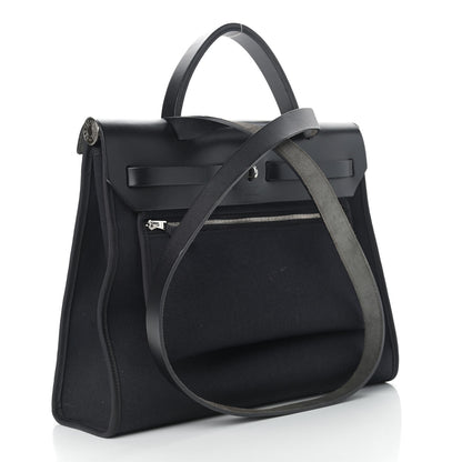 Hermes Military Toile Vache Hunter Herbag Zip PM 31 Black 4 of 11