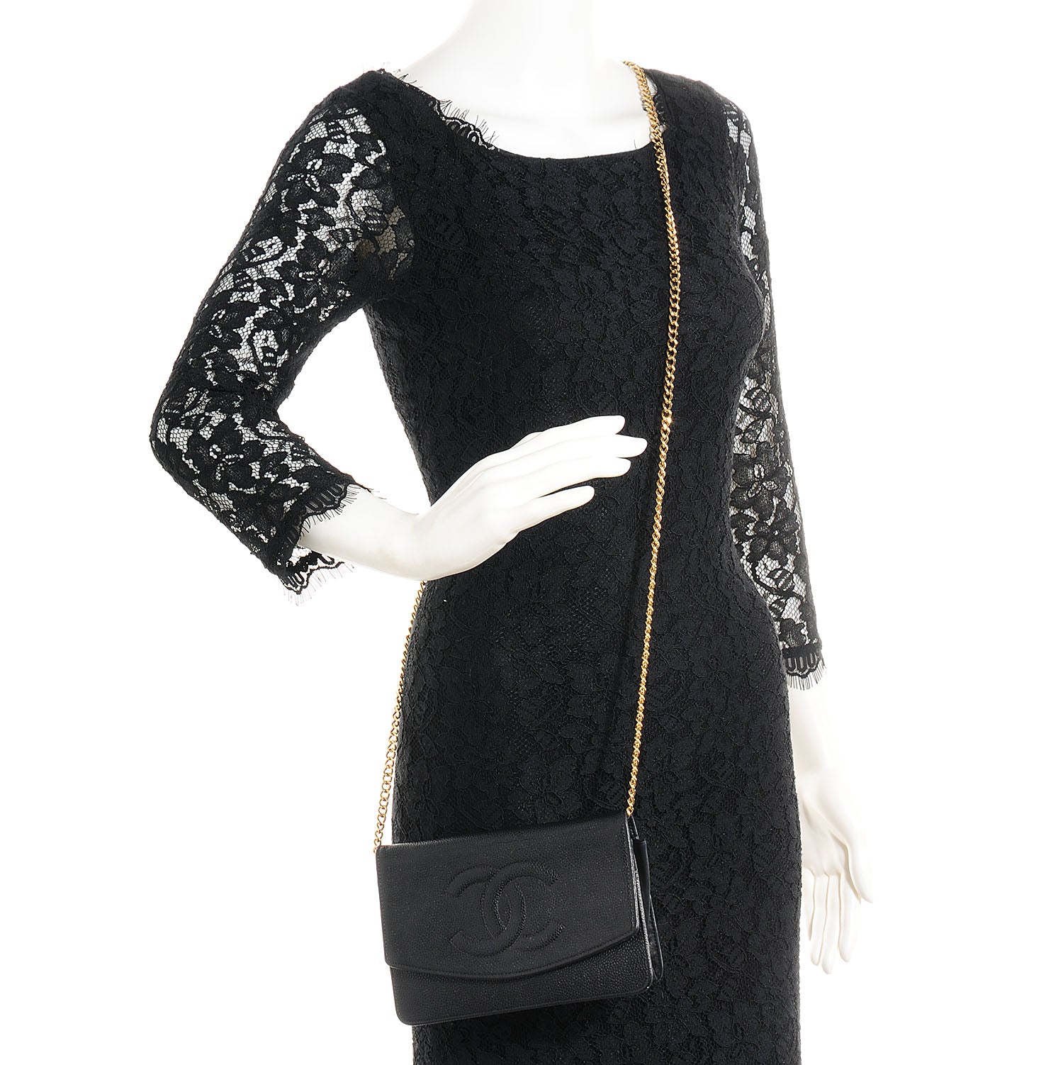 Chanel Caviar Timeless CC Wallet on Chain WOC Black 2 of 10