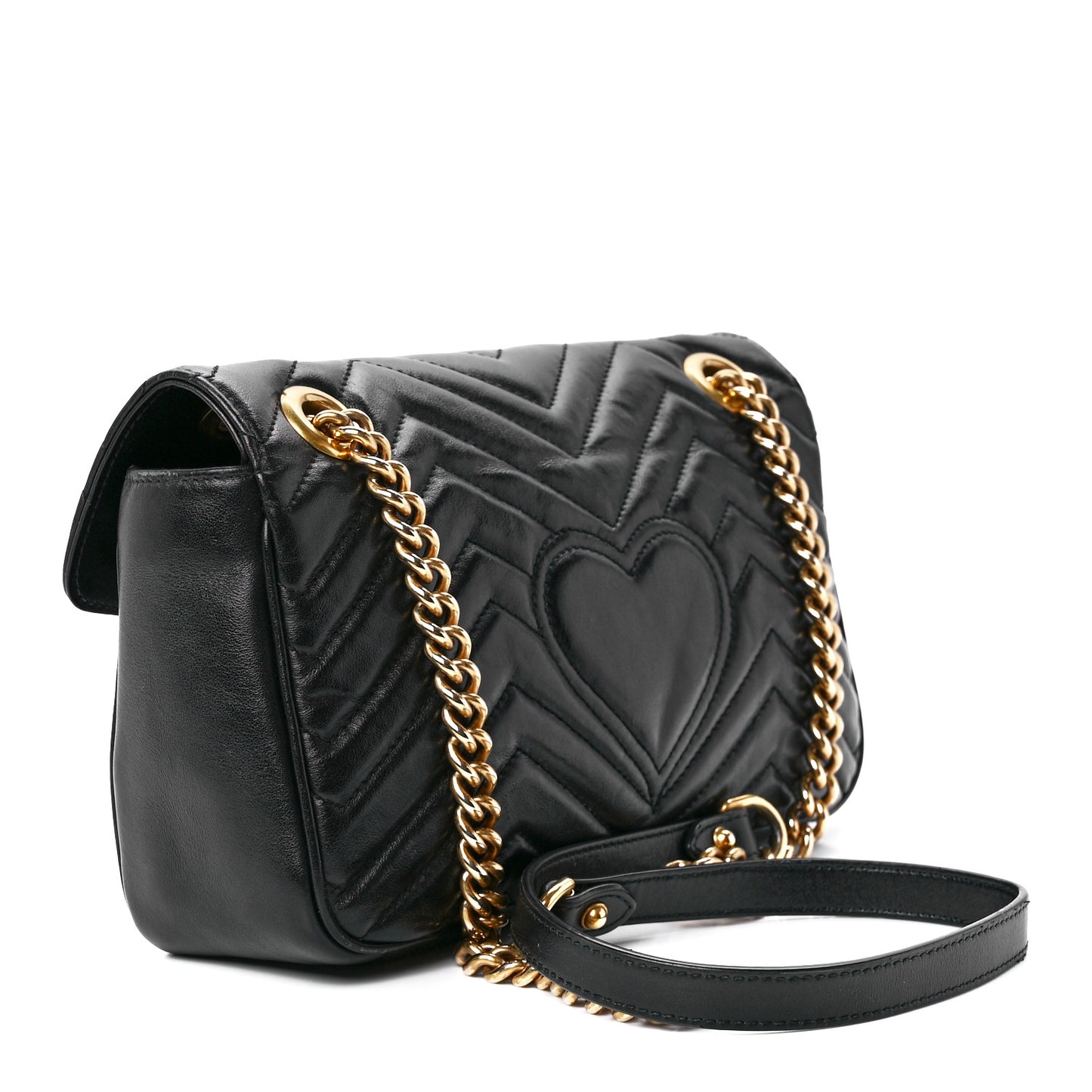 Calfskin Matelasse Small GG Marmont Shoulder Bag Black