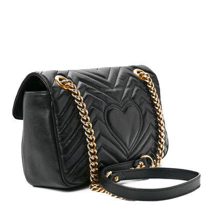 Gucci Calfskin Matelasse Small GG Marmont Shoulder Bag Black 3 of 13