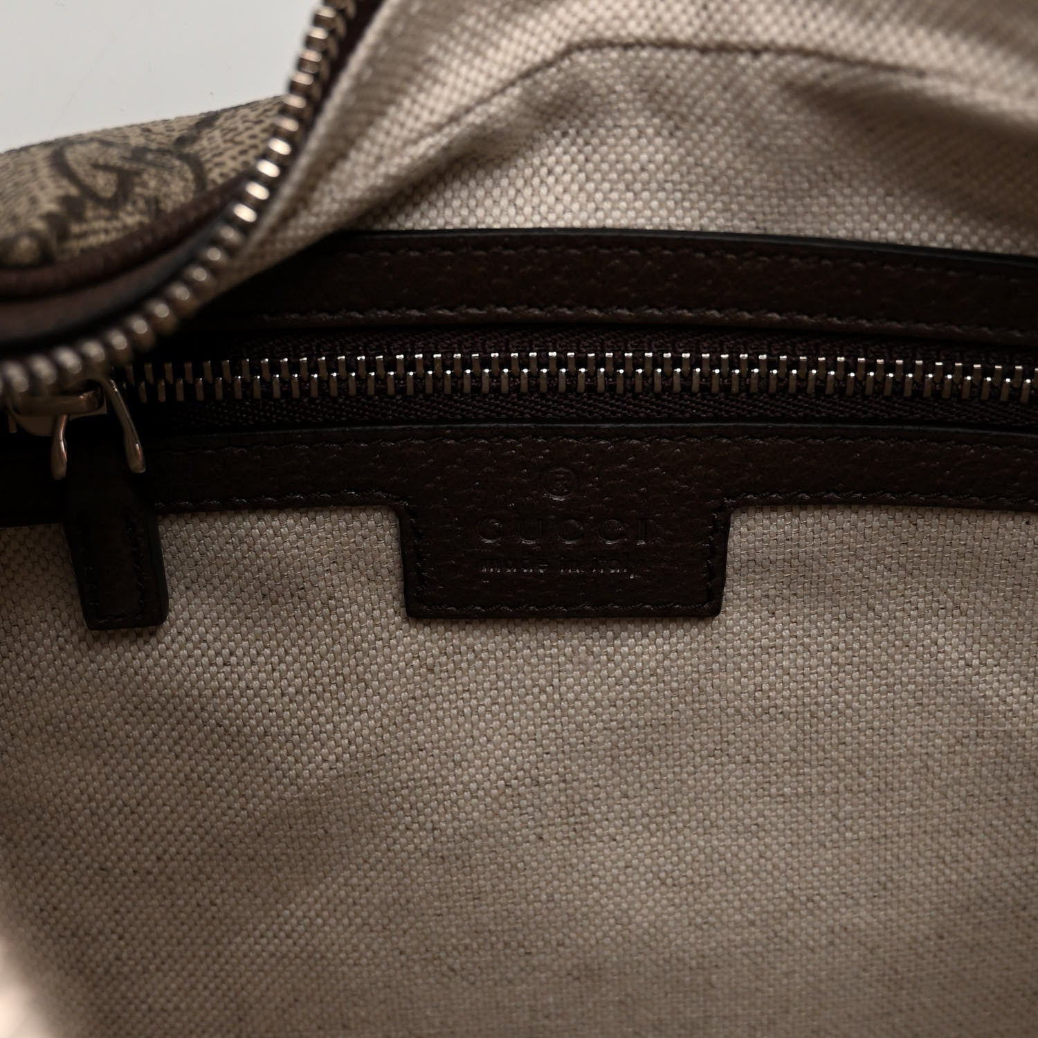 Gucci GG Supreme Monogram Textured Calfskin Web Large Attache Shoulder Bag Beige Ebony New Acero 6 of 9