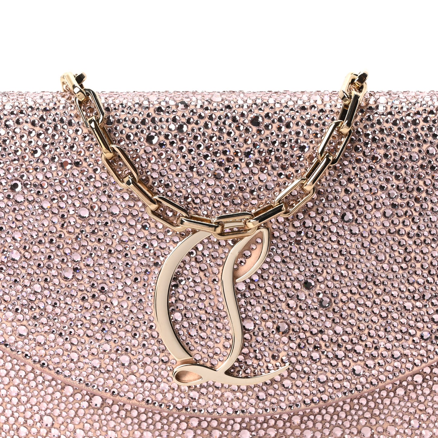 Suede Crystal Strass Loubi54 Crossbody Clutch Pink