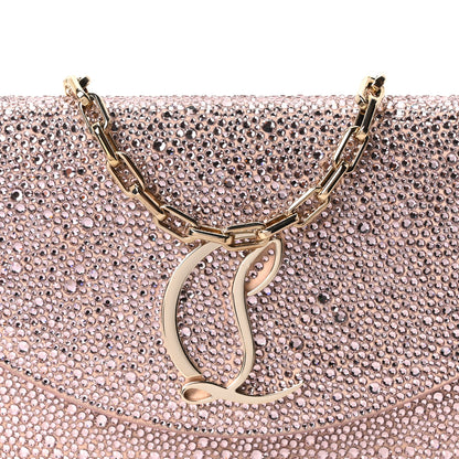 Christian Louboutin Suede Crystal Strass Loubi54 Crossbody Clutch Pink 7 of 9