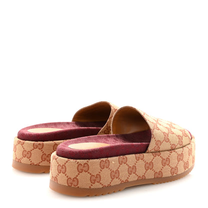 Gucci Canvas GG Monogram Angelina Platform Slide Sandals 38.5 Beige Ruggine 5 of 9