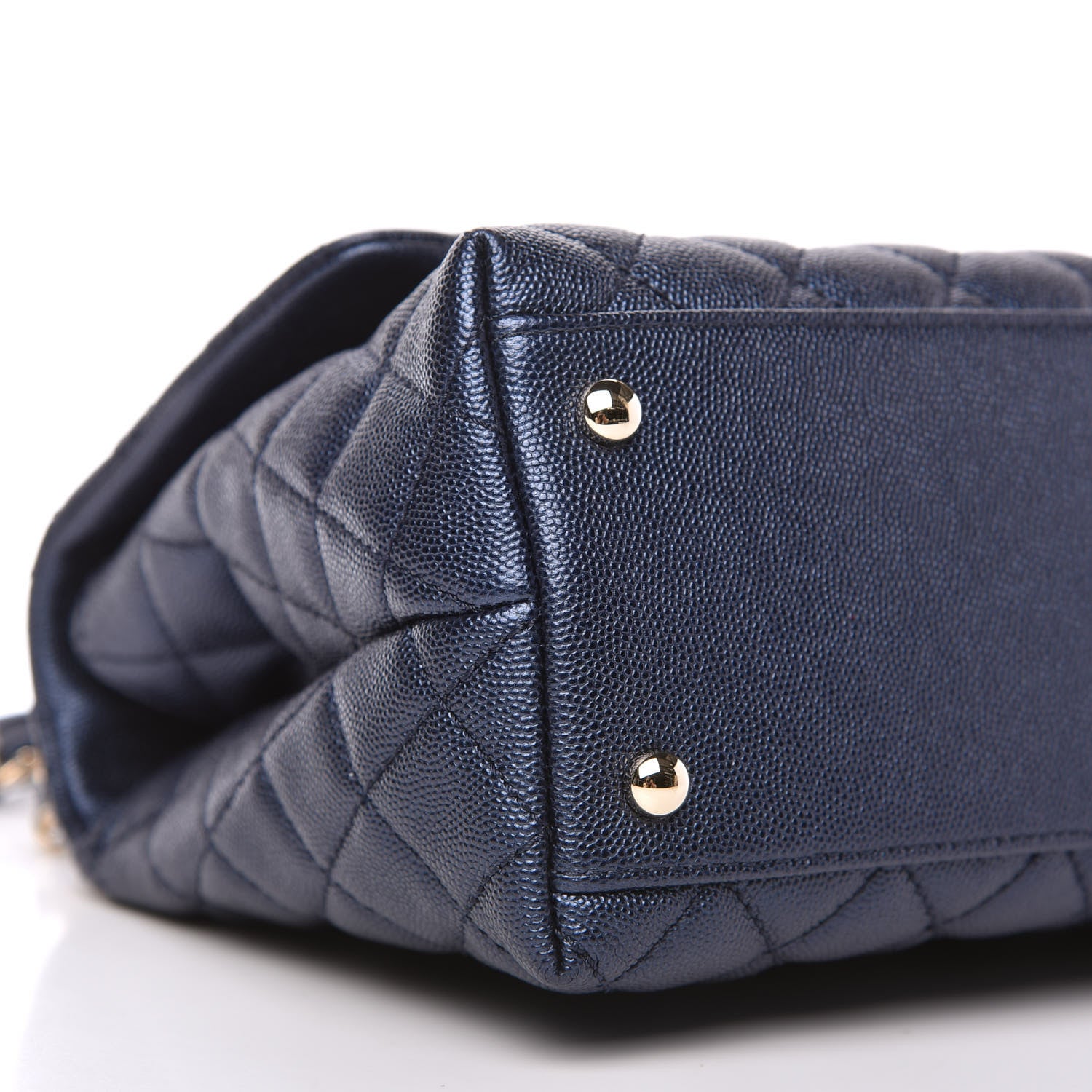 Chanel Iridescent Caviar Quilted Small Coco Handle Flap Dark Blue 6 of 11