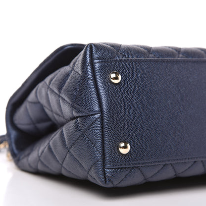 Chanel Iridescent Caviar Quilted Small Coco Handle Flap Dark Blue 6 of 11