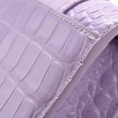 Balenciaga Shiny Calfskin Crocodile Embossed Hourglass Chain Bag Lilac 11 of 11