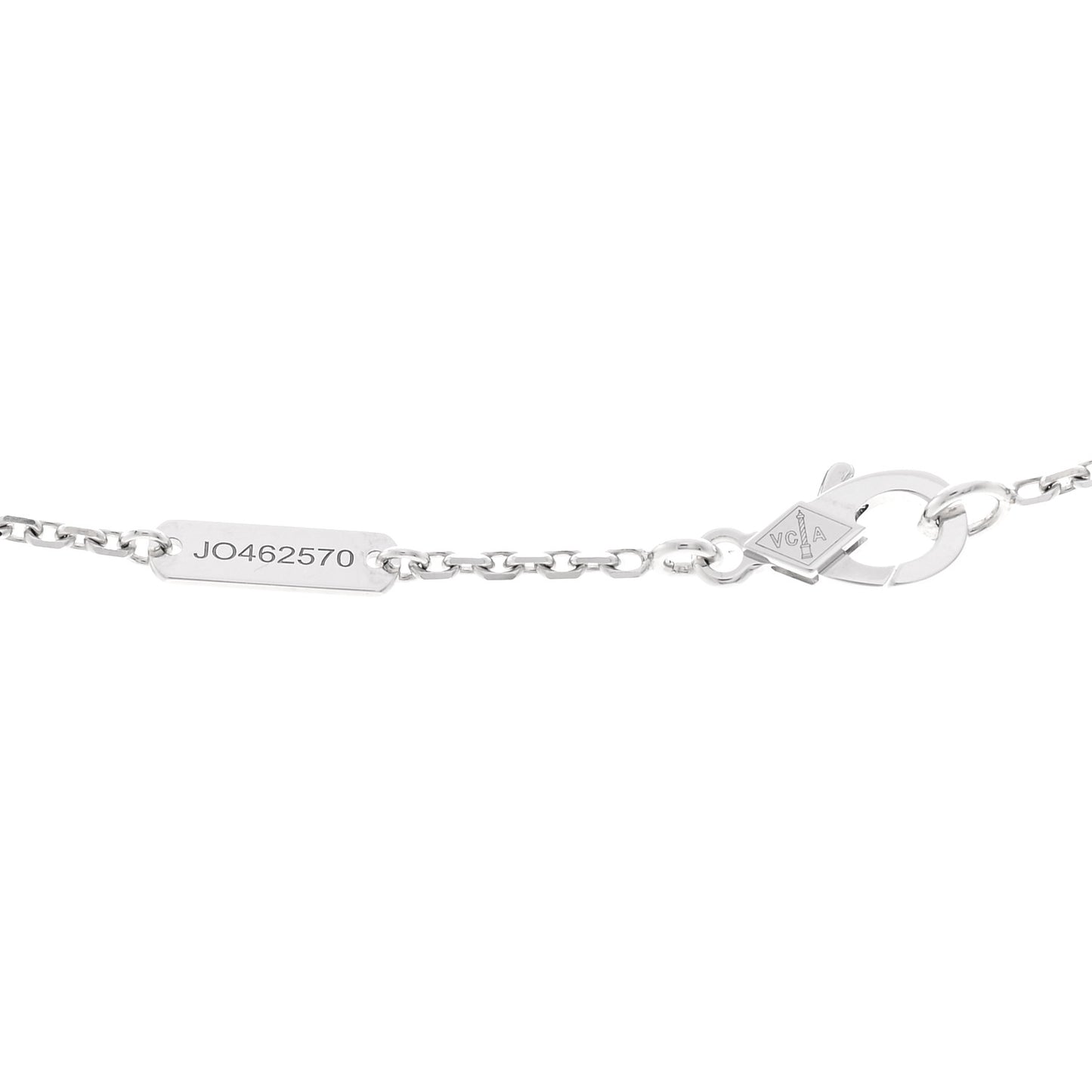 18K White Gold Guilloche Vintage Alhambra Pendant Necklace