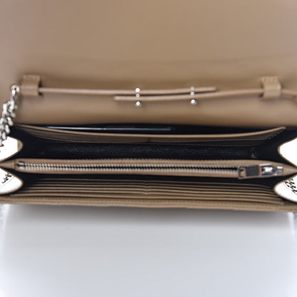 Saint Laurent Grain De Poudre Matelasse Chevron Monogram Chain Wallet Deep Beige 5 of 15