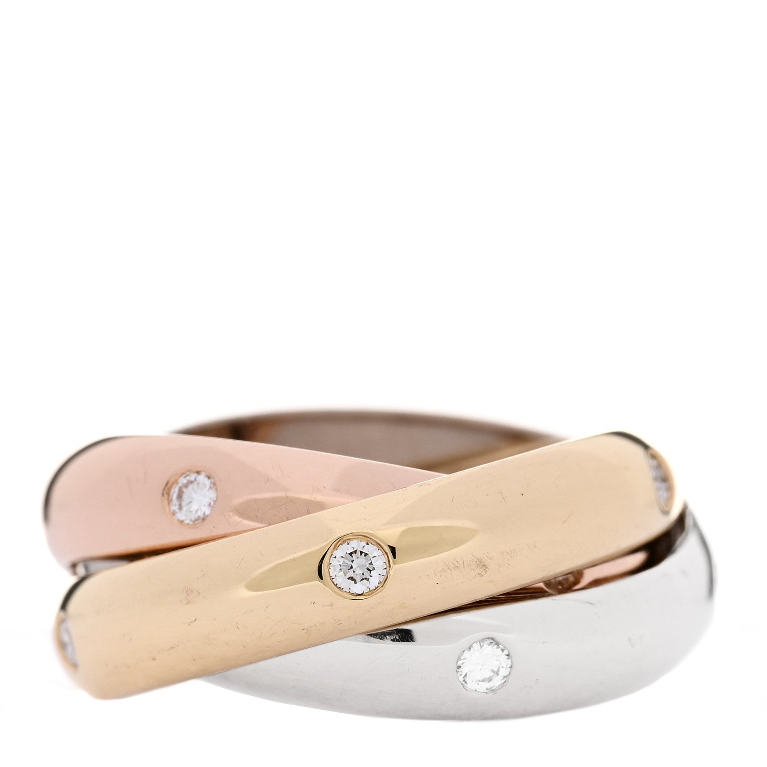 Cartier 18K Pink Yellow White Gold Diamond Medium Trinity Ring 46 3.75 3 of 7