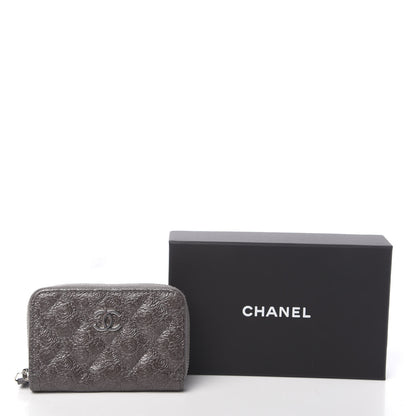 Chanel Metallic Calfskin Camellia Embossed Zip Coin Purse Grey 8 of 8