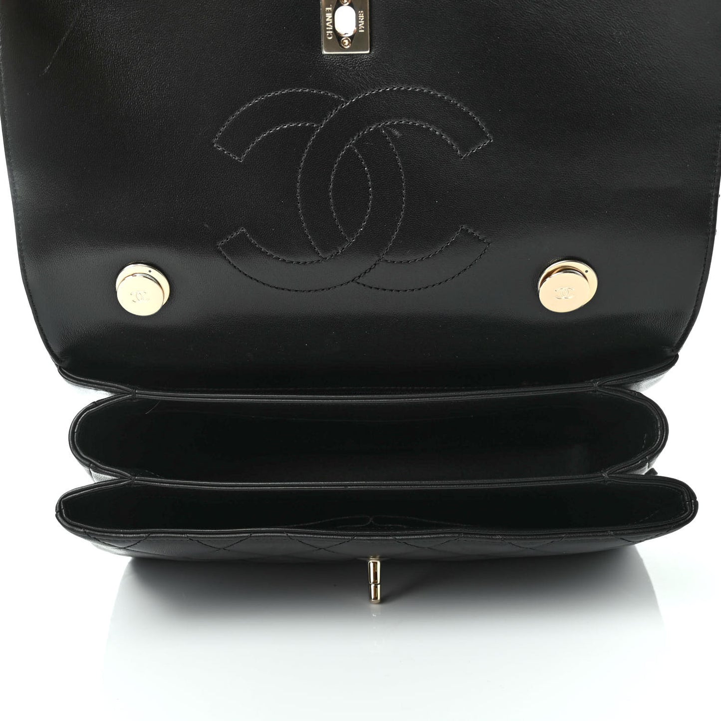 Lambskin Quilted Medium Trendy CC Flap Dual Handle Bag Black