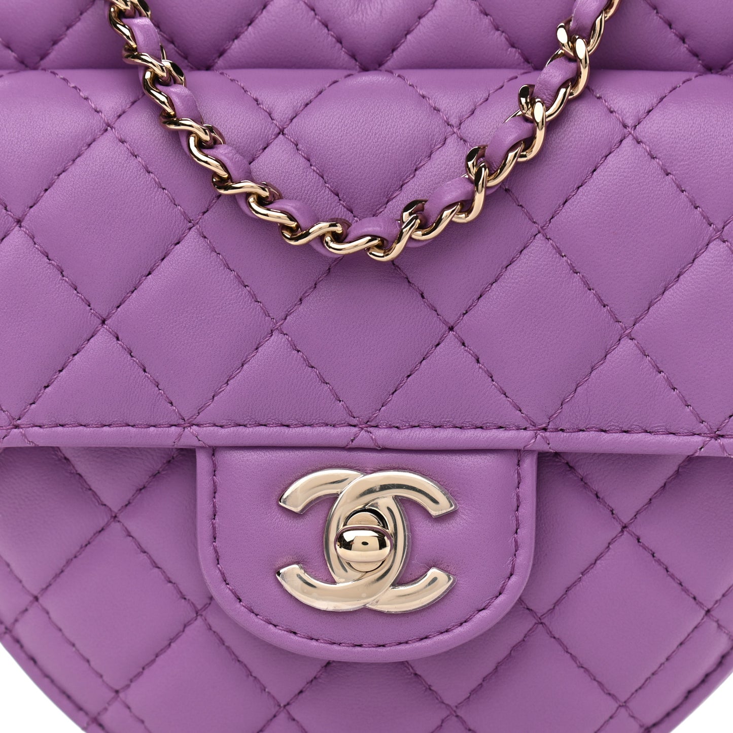 Lambskin Quilted CC In Love Heart Bag Purple