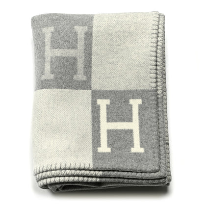 Hermes Wool Cashmere Avalon III Blanket Ecru Gris Clair 1 of 4