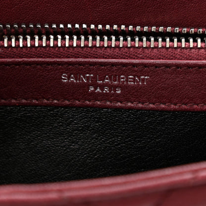 Saint Laurent Sheepskin Matelasse Chevron Monogram Medium College Bag Rouge Legion 7 of 13