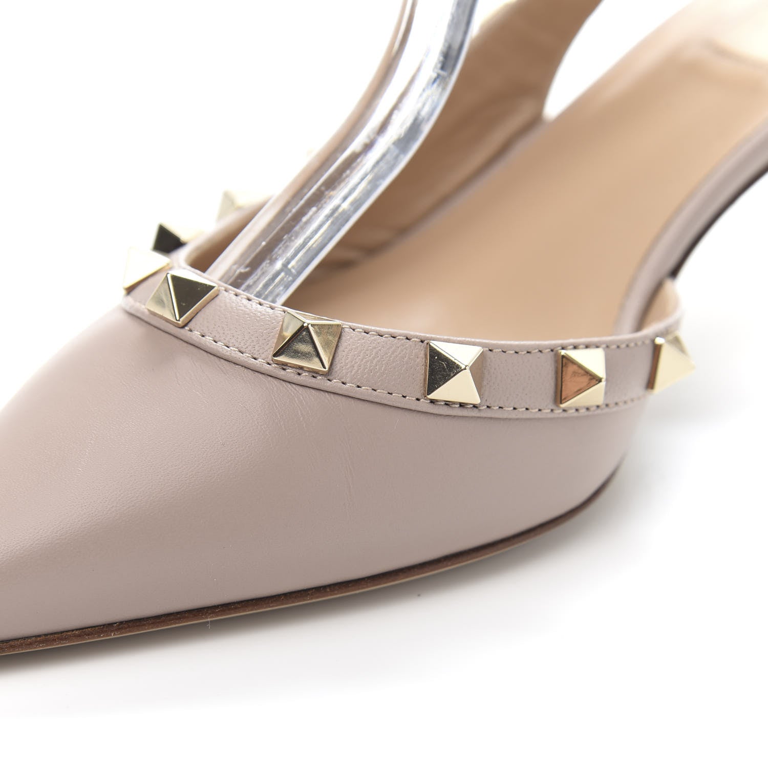 Valentino Garavani Pebbled Calfskin Rockstud Half D'Orsay Slingback 50mm Pumps 36 Poudre 9 of 10