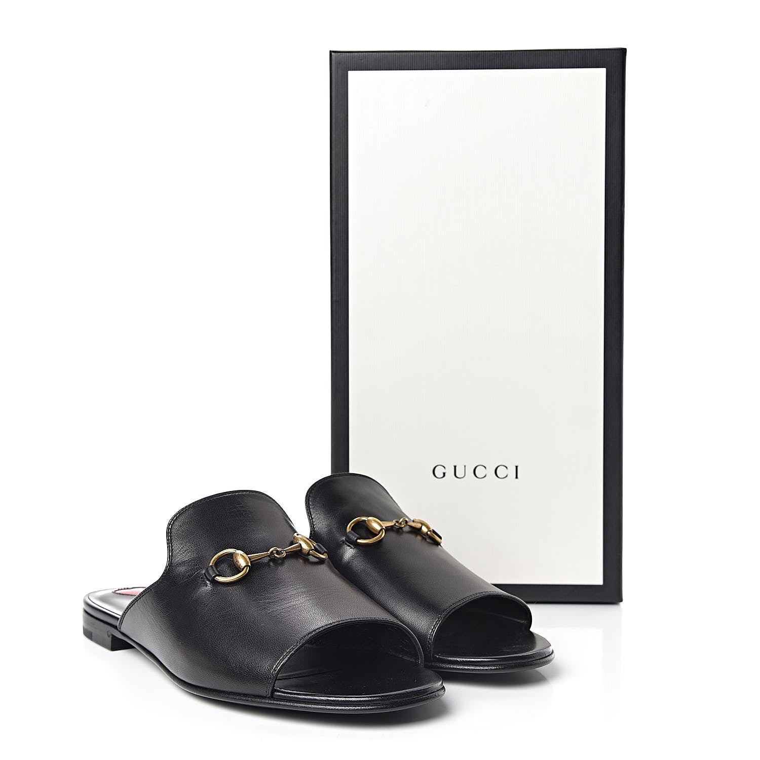 Gucci Malaga Kid Horsebit Slide Sandals 38 Black 9 of 9