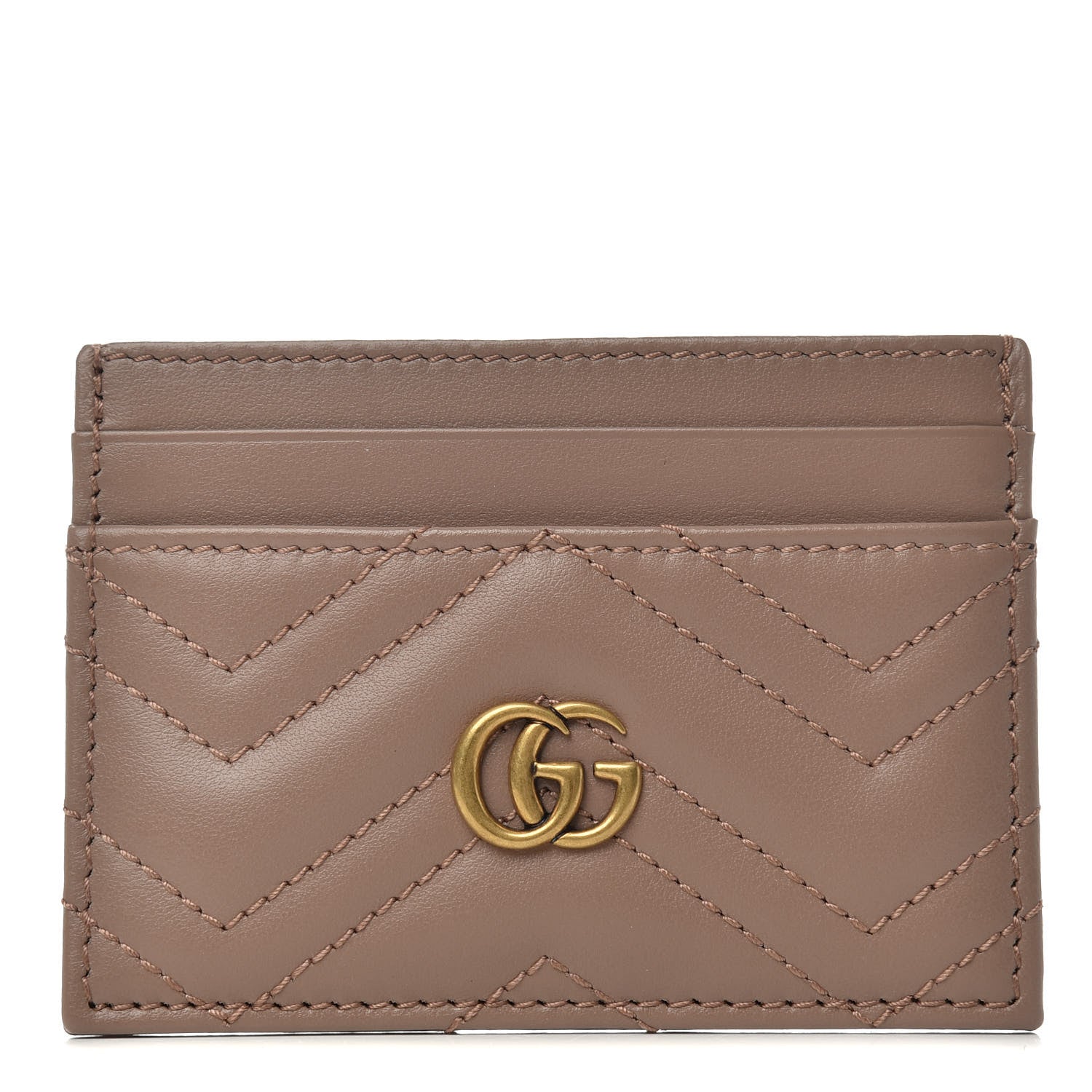 Gucci Calfskin Matelasse GG Marmont Card Holder Porcelain Rose 1 of 5