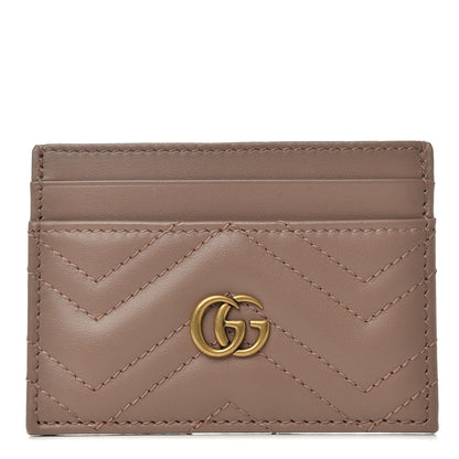 Gucci Calfskin Matelasse GG Marmont Card Holder Porcelain Rose 1 of 5