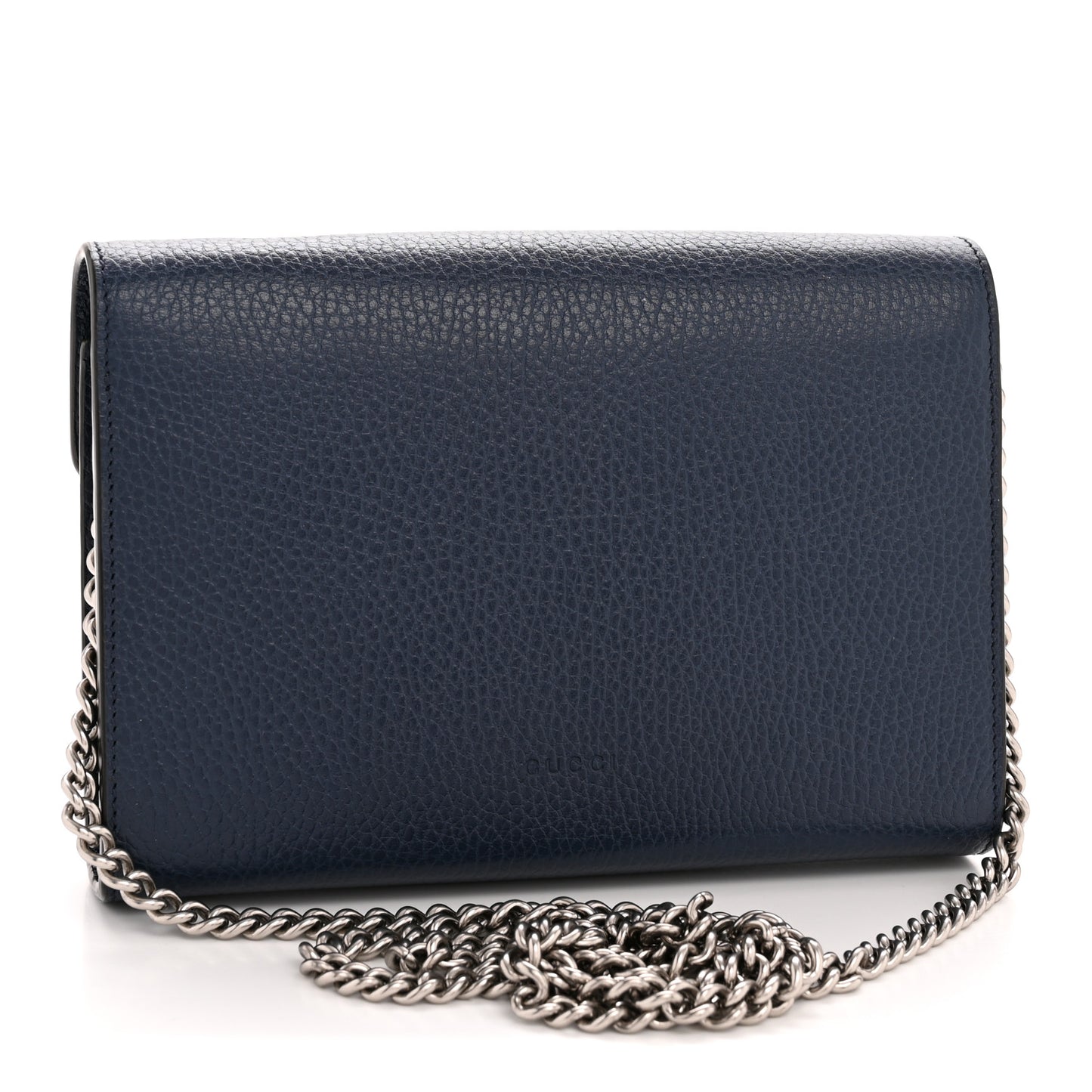 Dollar Calfskin Crystal Mini Dionysus Chain Wallet Blue Agata Black Diamond