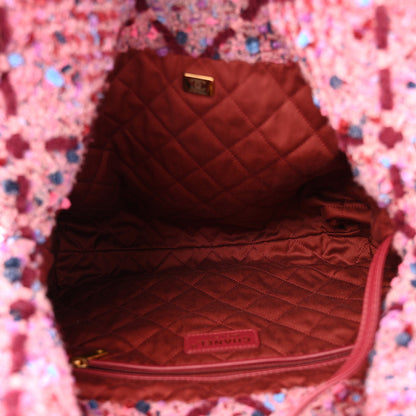 Chanel Tweed Quilted Chanel 22 Pink Burgundy 6 of 16