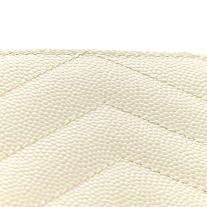Saint Laurent Grain De Poudre Matelasse Chevron Small Monogram Envelope Wallet Crema Soft 9 of 10