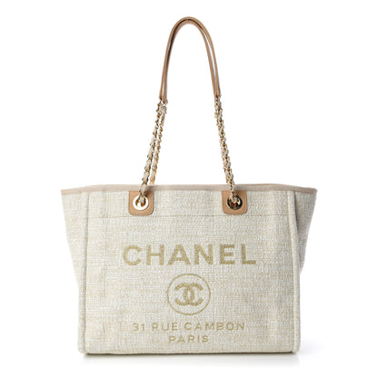Chanel Canvas Small Deauville Tote Light Beige 1 of 9