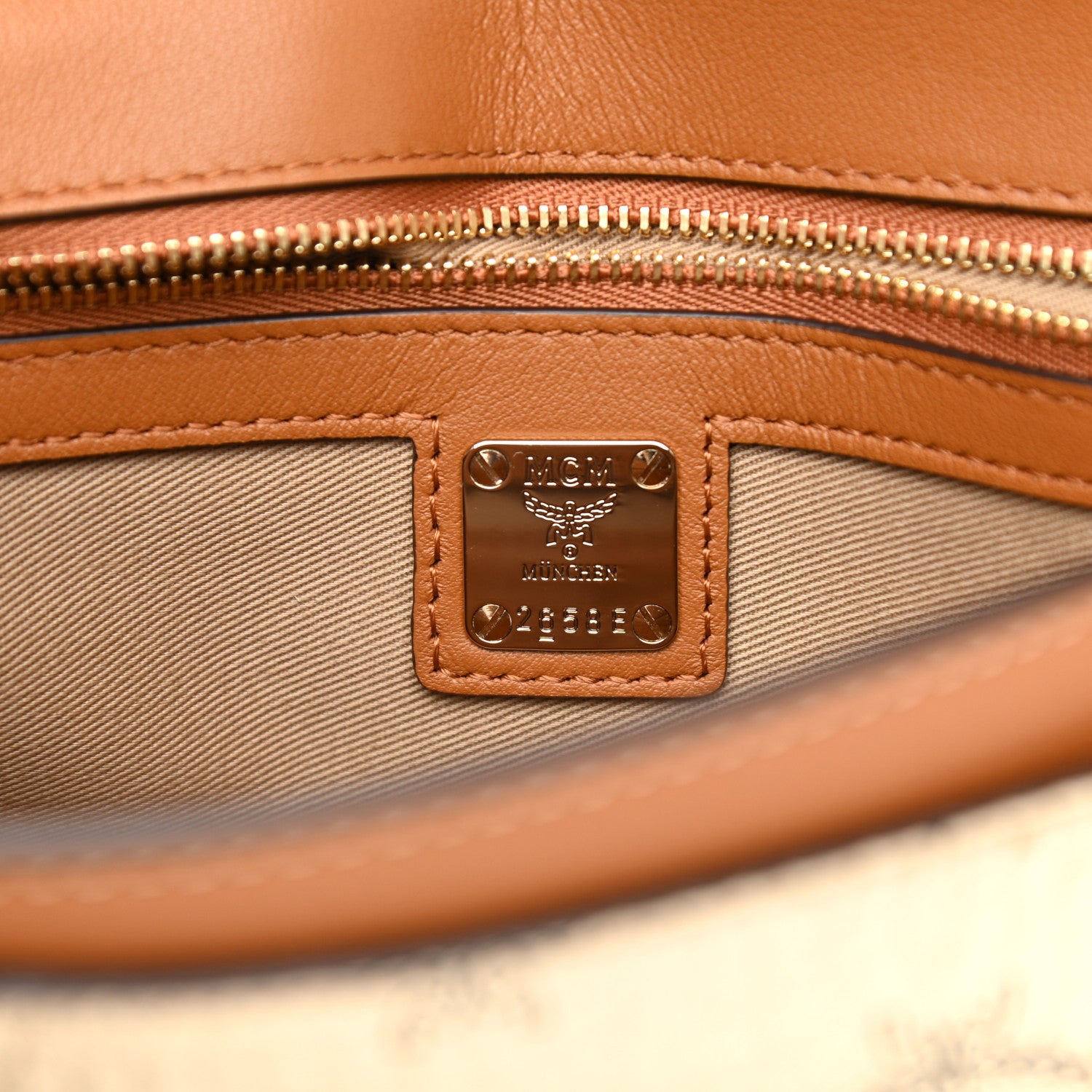 MCM Metallic Visetos Medium Millie Crossbody Bag Berlin Gold 6 of 9