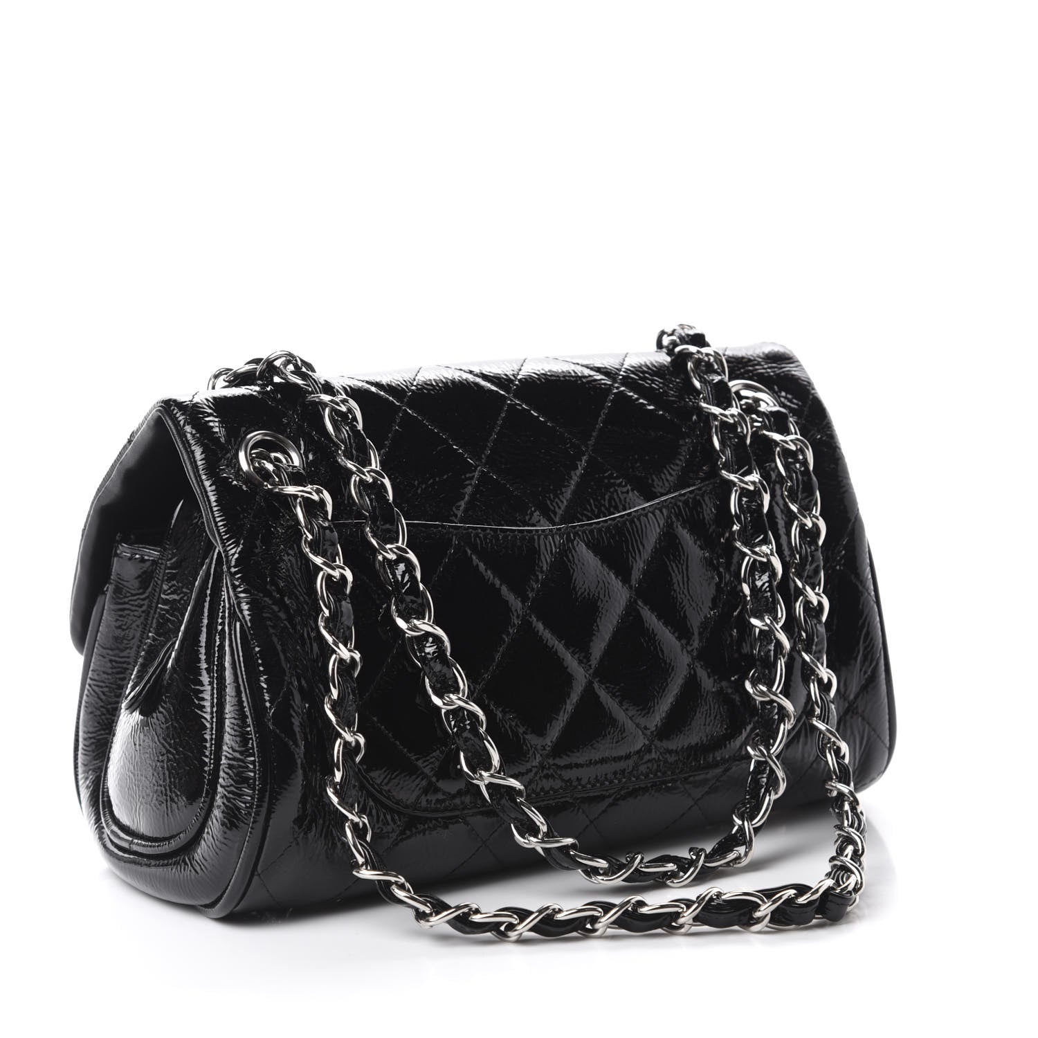 Chanel Distressed Patent Quilted Single Flap Bag Black 3 of 11