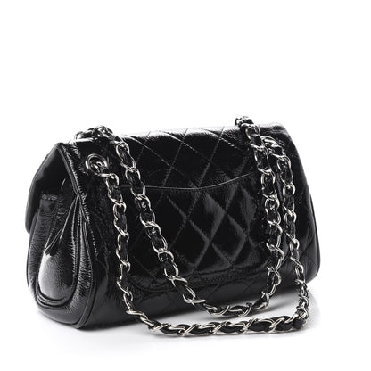 Chanel Distressed Patent Quilted Single Flap Bag Black 3 of 11