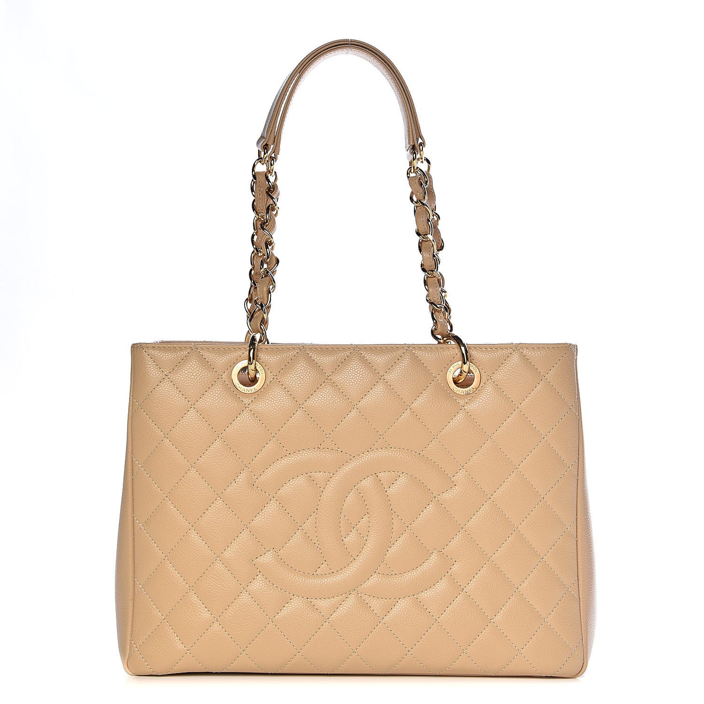 Caviar Quilted Grand Shopping Tote GST Beige Clair