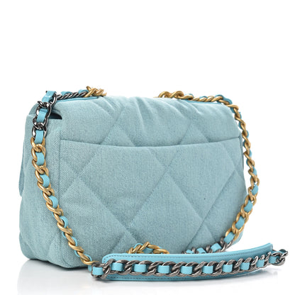 Chanel Denim Quilted Medium Chanel 19 Flap Neon Blue 3 of 10