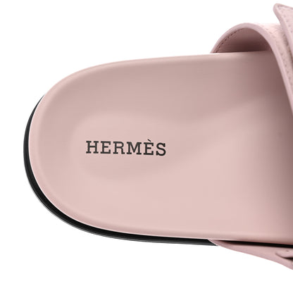 Hermes Suede Goatskin Womens Chypre Sandals 39 Rose Porcelaine 7 of 9