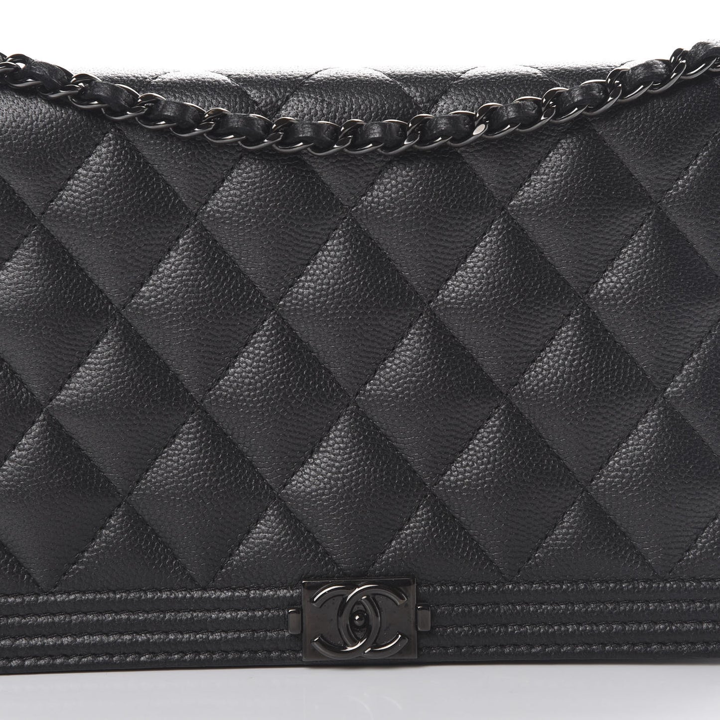 Caviar Quilted Boy Wallet On Chain WOC So Black