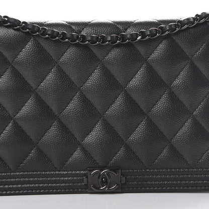 Chanel Caviar Quilted Boy Wallet On Chain WOC So Black 8 of 16