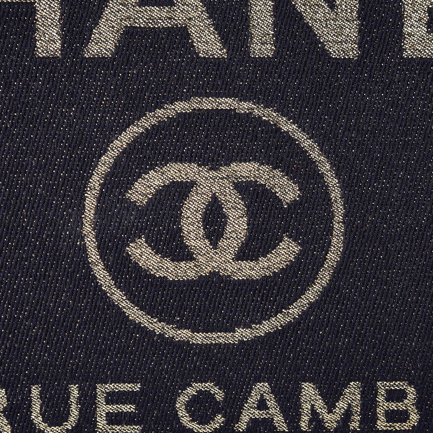 Chanel Lurex Canvas Medium Deauville Tote Navy Blue Gold 8 of 11