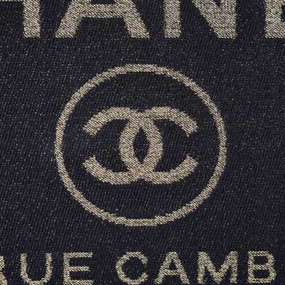 Chanel Lurex Canvas Medium Deauville Tote Navy Blue Gold 8 of 11