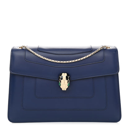 Bulgari Calfskin Serpenti Forever Shoulder Bag Blue 2 of 9